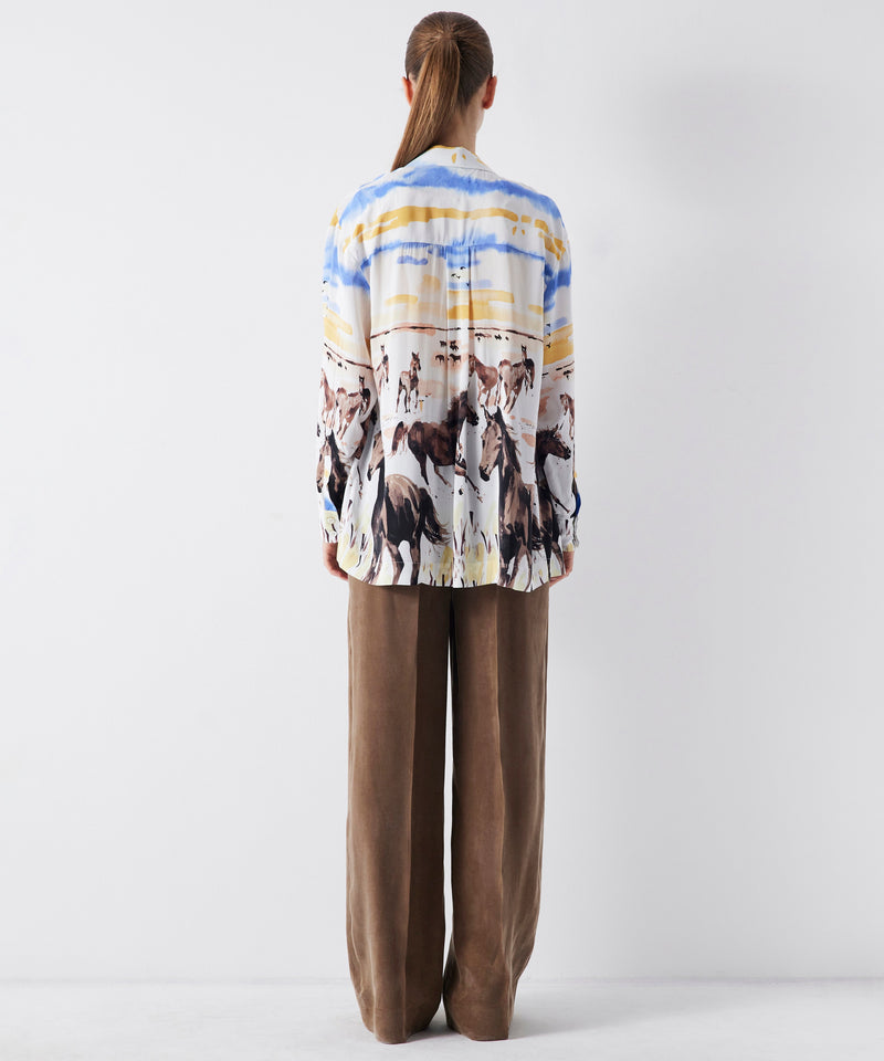 Ipekyol Horse Pattern Long Sleeve Shirt Brown