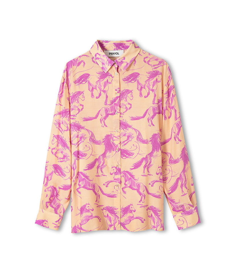 Ipekyol Horse Pattern Long Sleeve Shirt Lilac