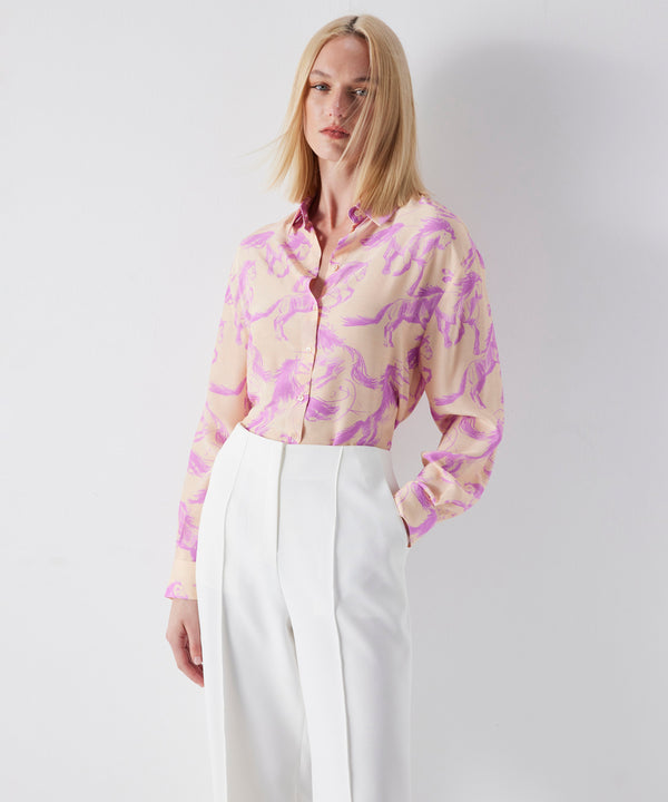 Ipekyol Horse Pattern Long Sleeve Shirt Lilac