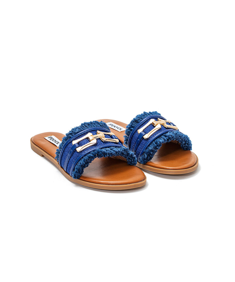 Ipekyol Metal Buckle Slippers Blue