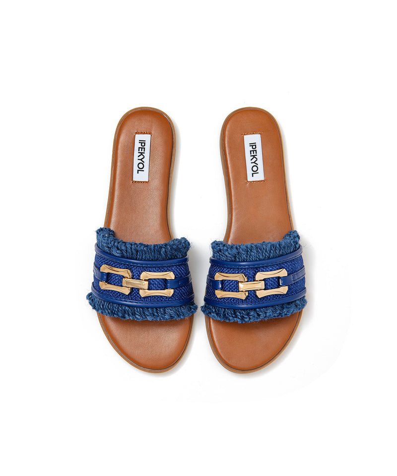 Ipekyol Metal Buckle Slippers Blue