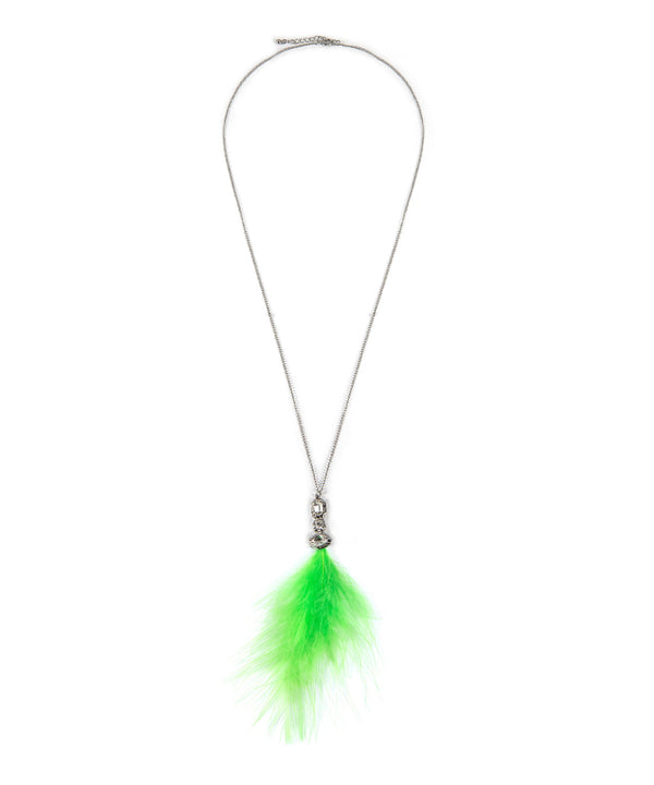 Ipekyol Crystal-Stone Feather Necklace Green