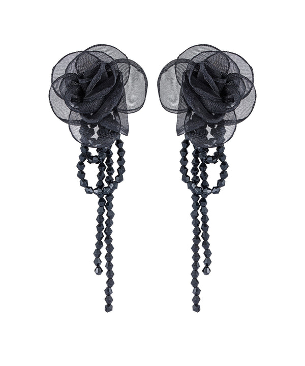 Ipekyol Flower Earrings With Sparkly Stones Black