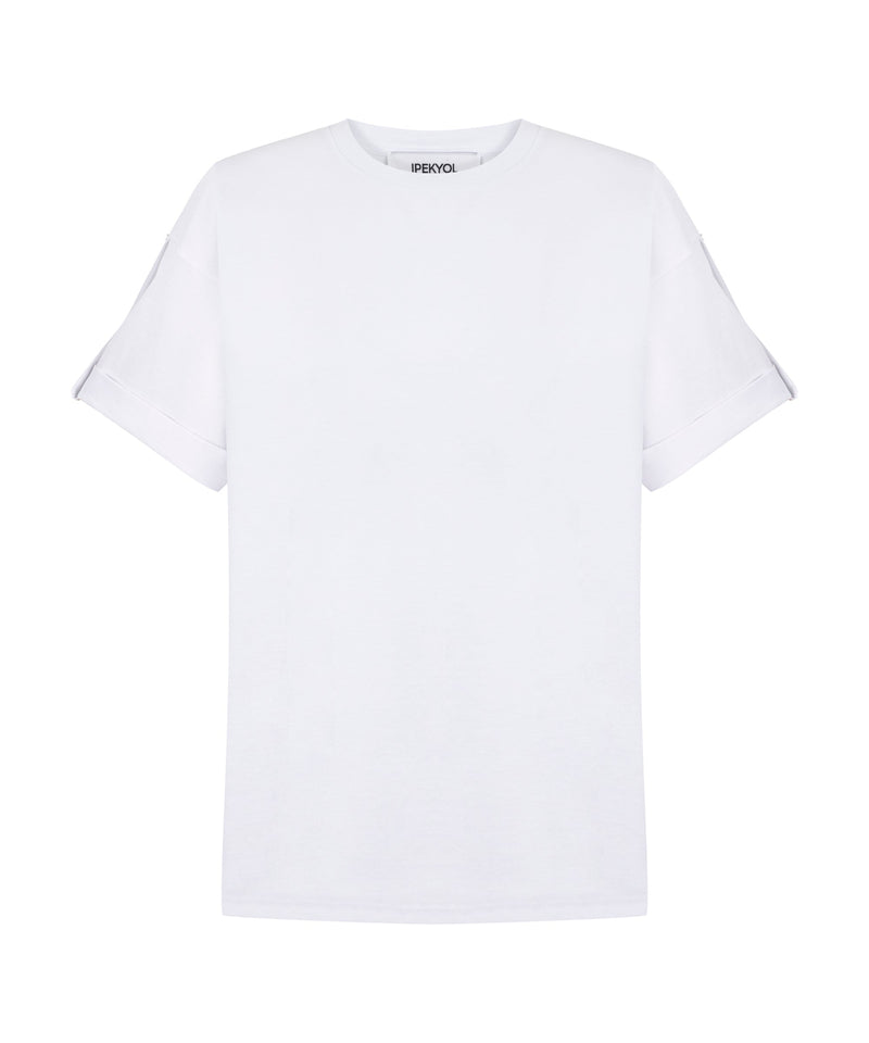 Ipekyol T-Shirt With Crystal Stone Stripes White