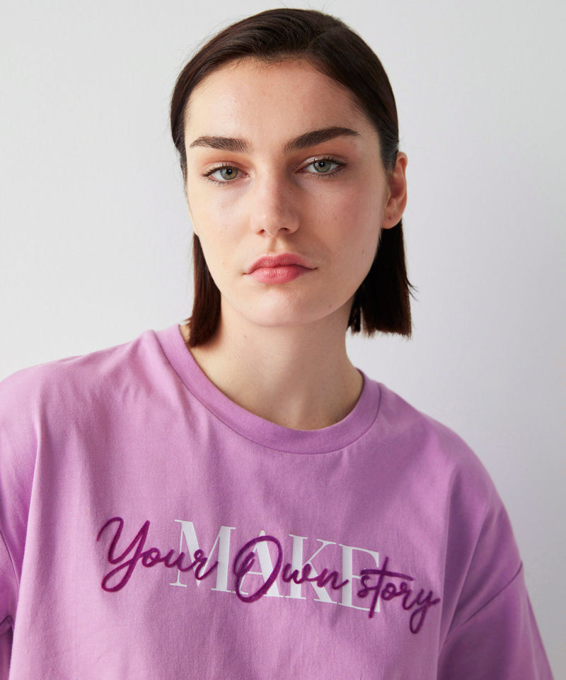 Ipekyol Velvet Slogan Print T-Shirt Purple