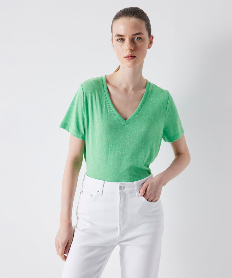 Ipekyol Basic V-Neck T-Shirt Green