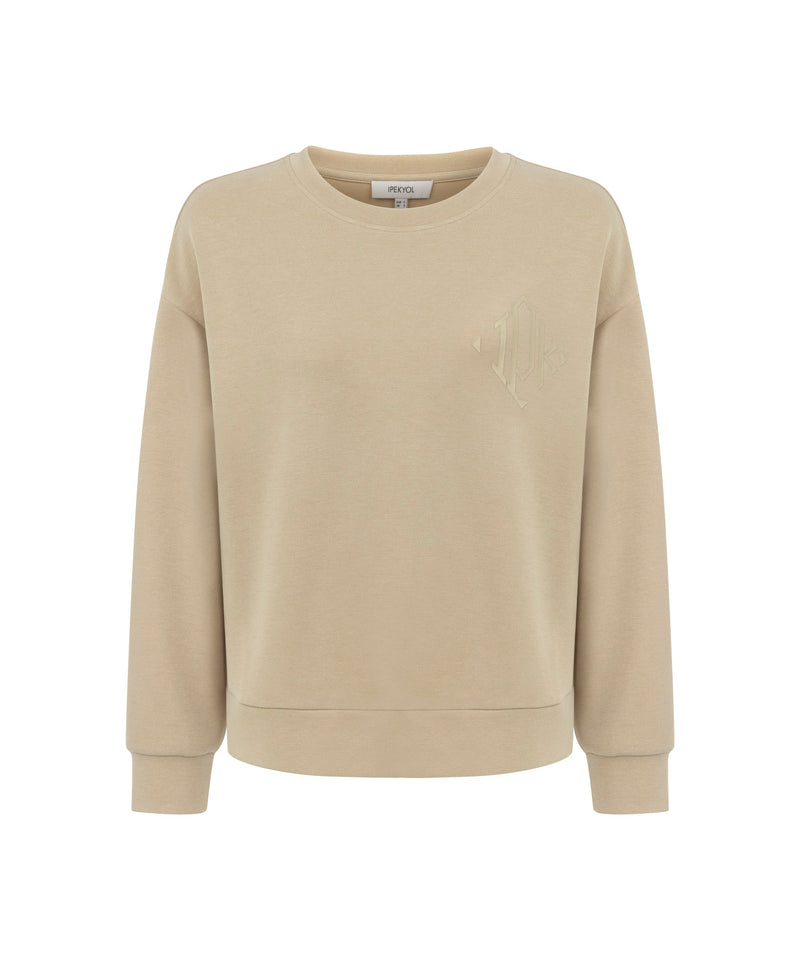 Ipekyol Monogram Logo Print Sweatshirt Stone