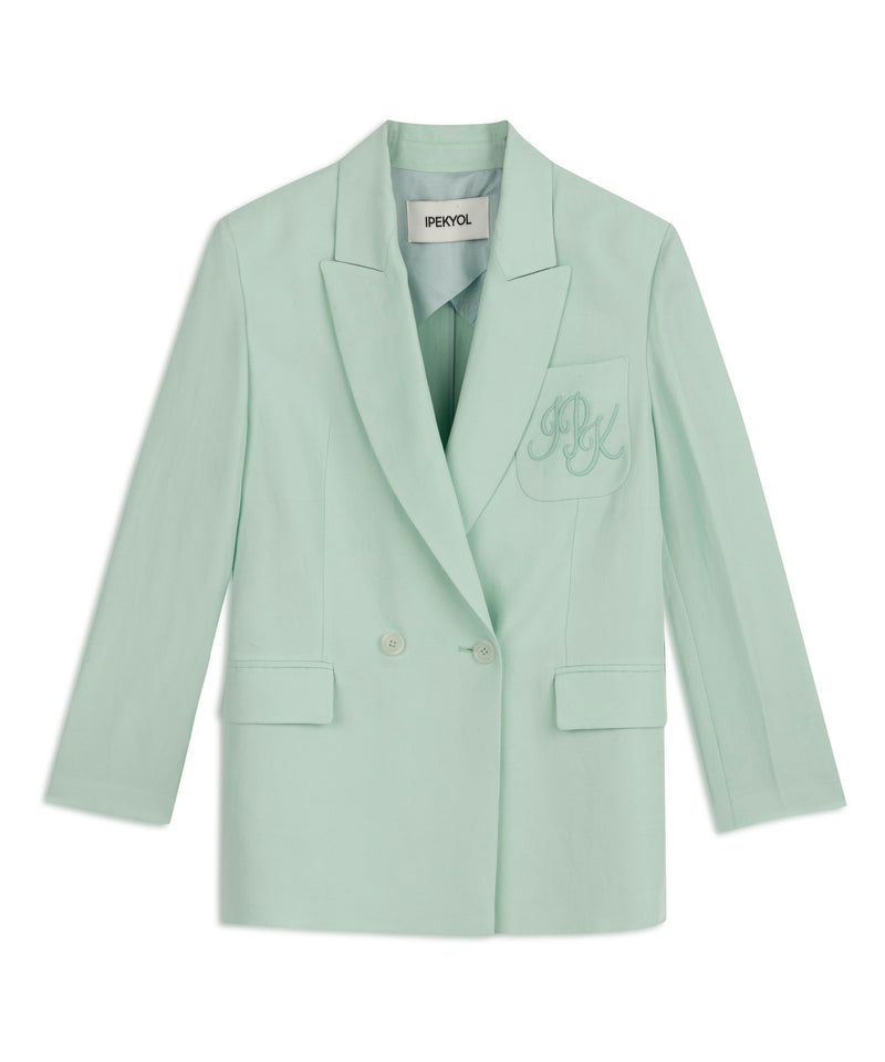 Ipekyol Monogram Embroidery Blazer Aqua