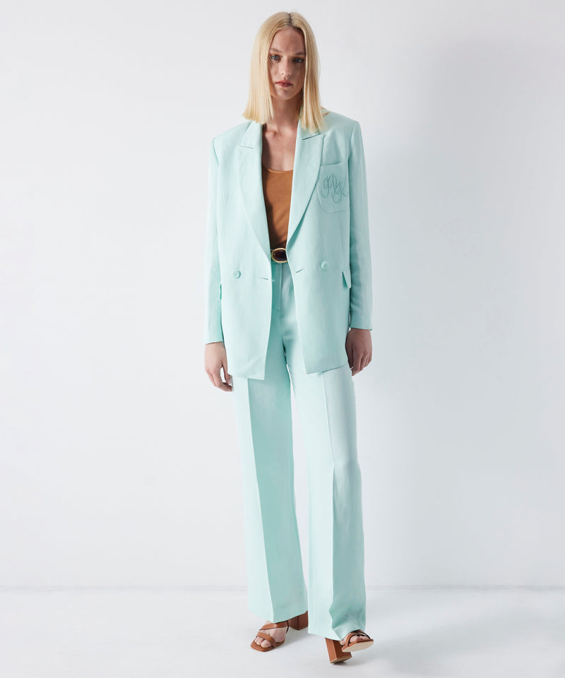 Ipekyol Monogram Embroidery Blazer Aqua