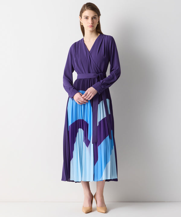 Ipekyol Color Block Pleated Dress Purple