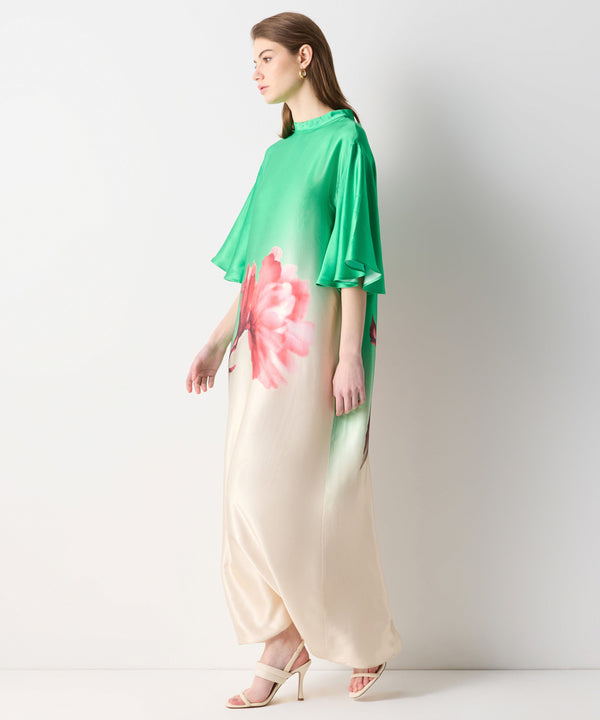 Ipekyol Visual Printed Satin Dress Green