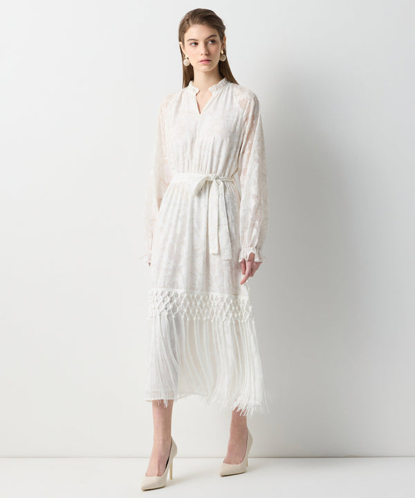 Ipekyol  Jacquard Dress With Tassel Stripes Off White