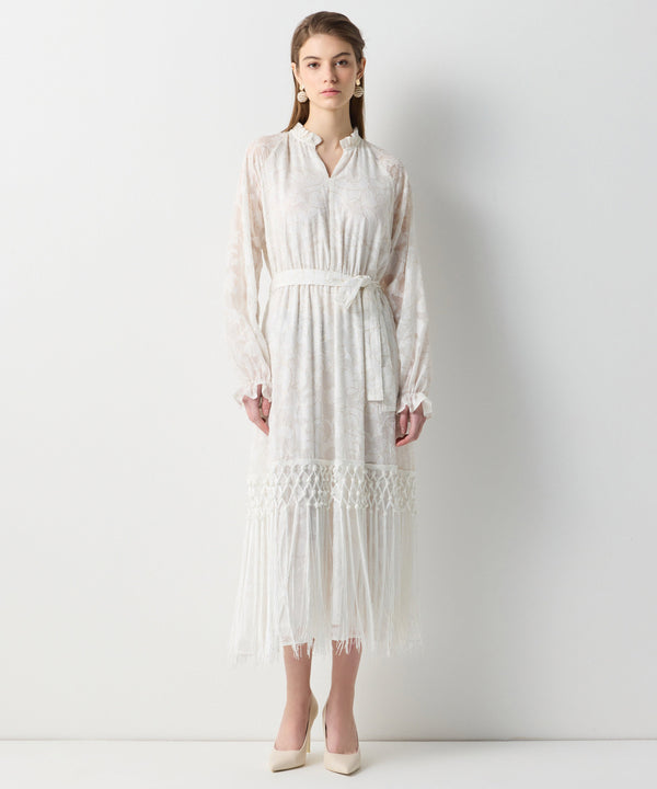 Ipekyol  Jacquard Dress With Tassel Stripes Off White