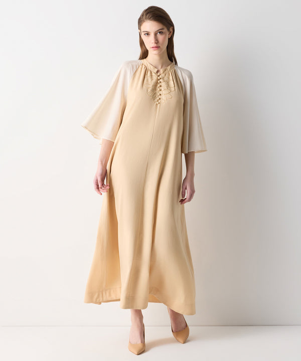 Ipekyol Colorblock Embroidered Dress Natural