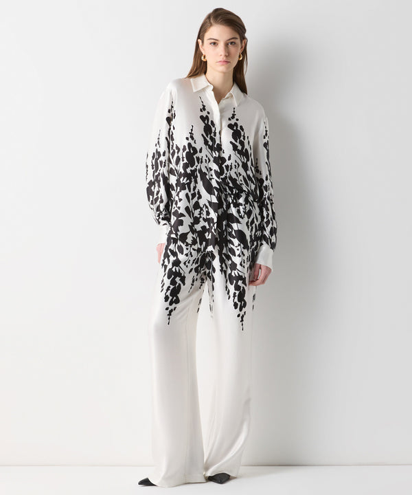 Ipekyol Contrast Printed Wide Leg Fit Trousers Off White