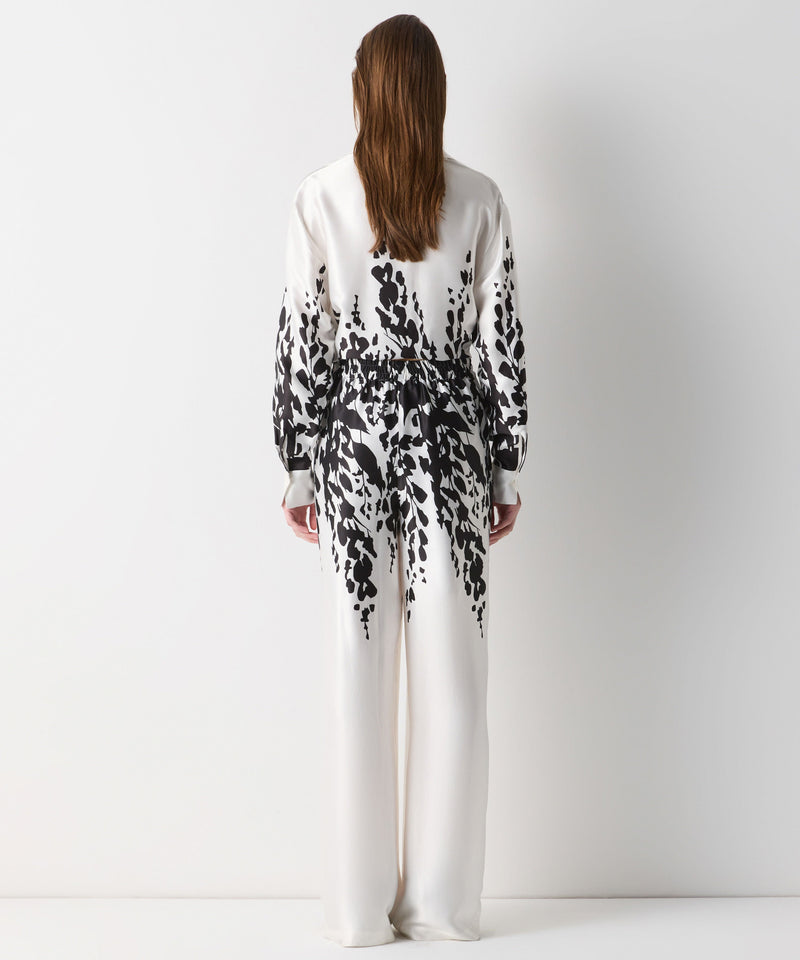 Ipekyol Contrast Printed Wide Leg Fit Trousers Off White