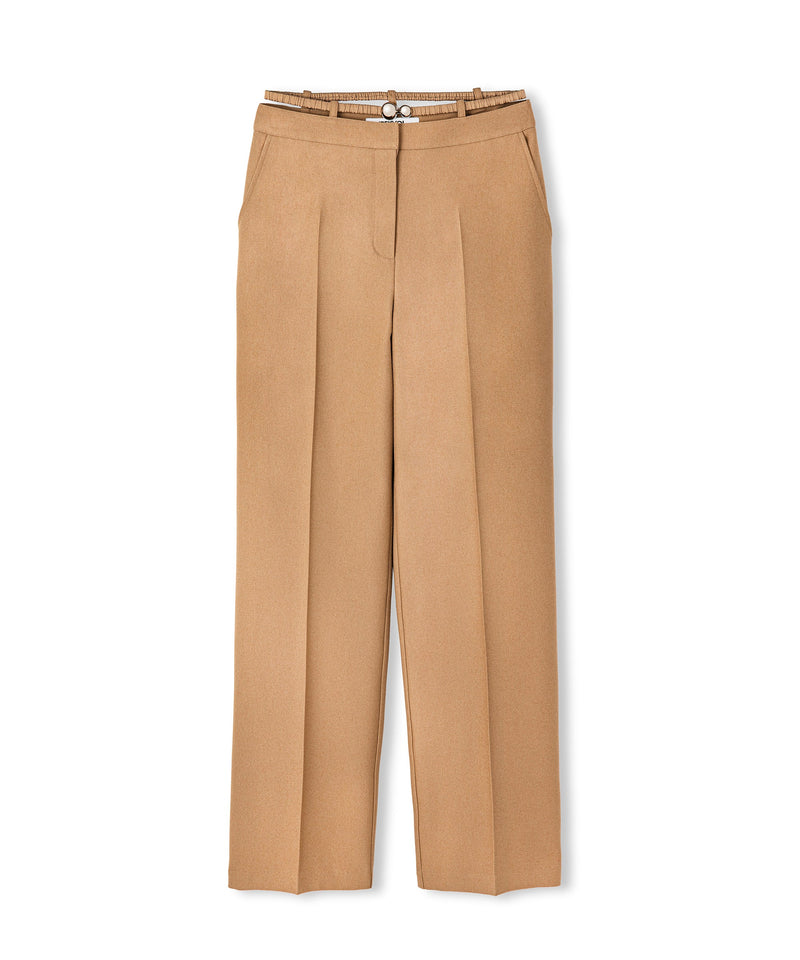 Ipekyol Straight Fit Trousers With Metal Accessories Natural