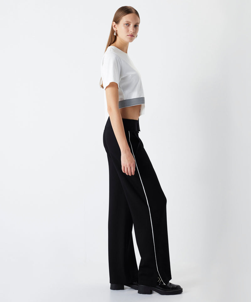 Ipekyol Contrast Piping Trousers Black