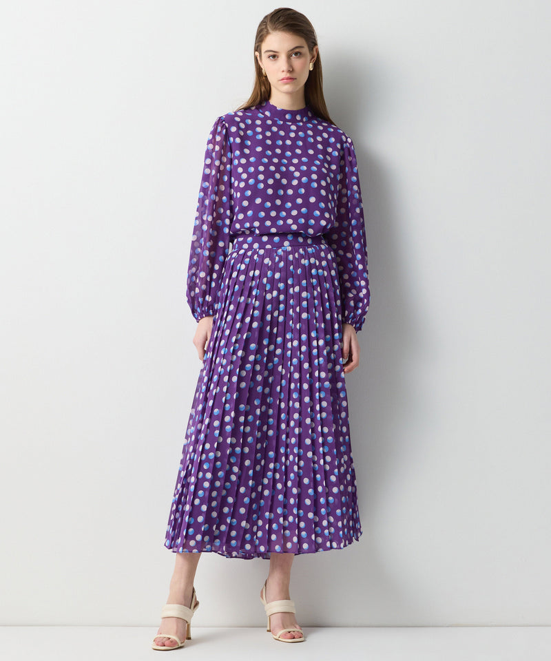 Ipekyol Dotted Print Pleated Skirt Purple