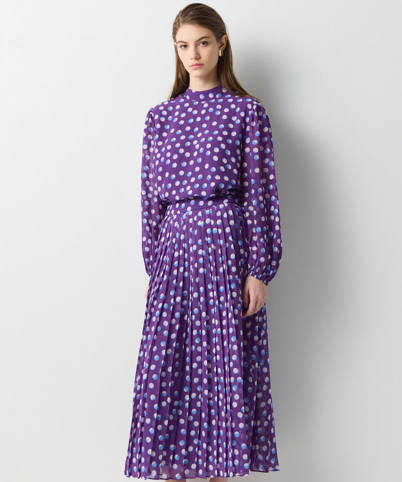 Ipekyol Dotted Print Pleated Skirt Purple