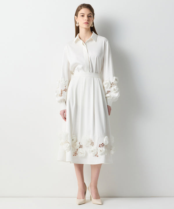 Ipekyol Embroidered Skirt With Floral Appliques Off White