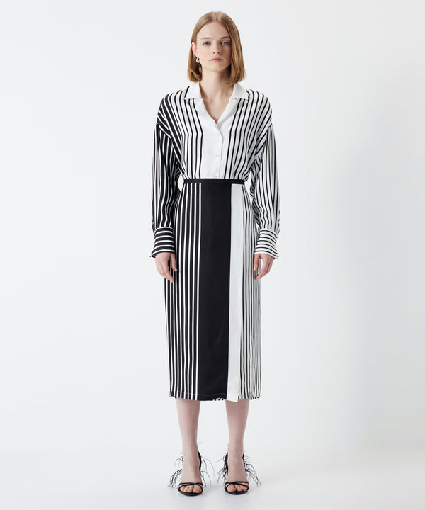 Ipekyol Stripe Pattern Midi Skirt Ecru