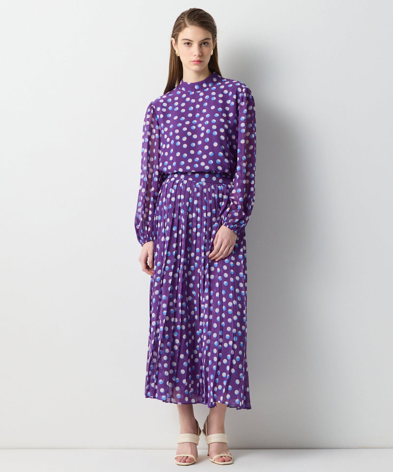 Ipekyol Dotted Print Long Sleeve Blouse Purple