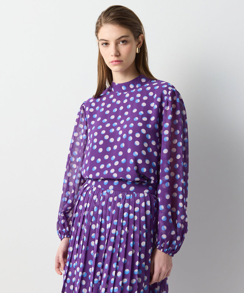 Ipekyol Dotted Print Long Sleeve Blouse Purple