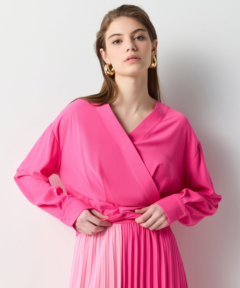 Ipekyol Surplice Neck Short Blouse Pink