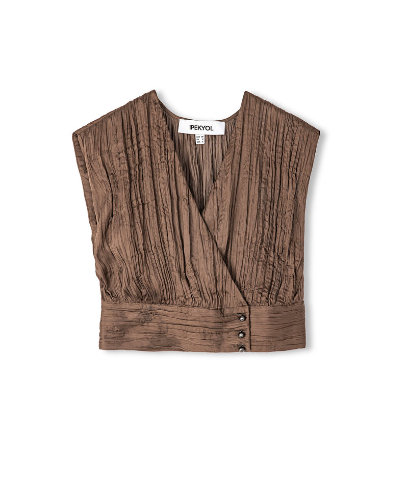 Ipekyol Textured Double-Breasted Blouse Brown