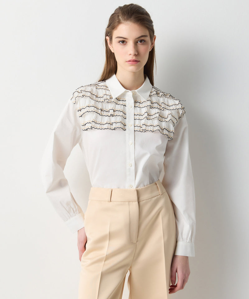 Ipekyol Ruffled Poplin Shirt Off White