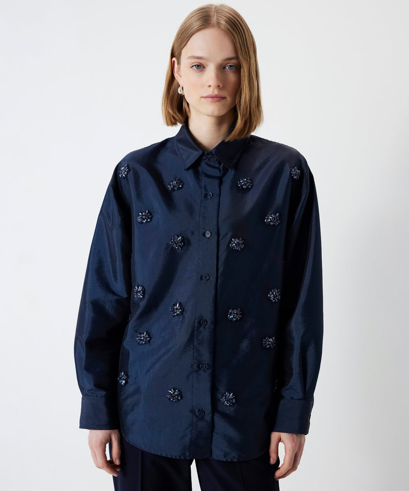 Ipekyol Stone Embroidered Shirt Navy Blue