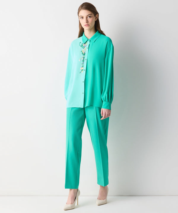Ipekyol Embroidered Colorblock Shirt Green
