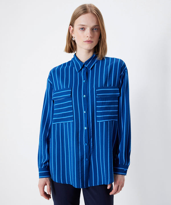 Ipekyol Line Pattern Shirt Navy Blue