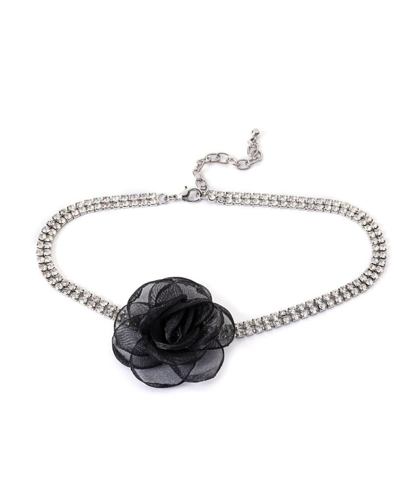Ipekyol Crystal Stone Flower Necklace Silver