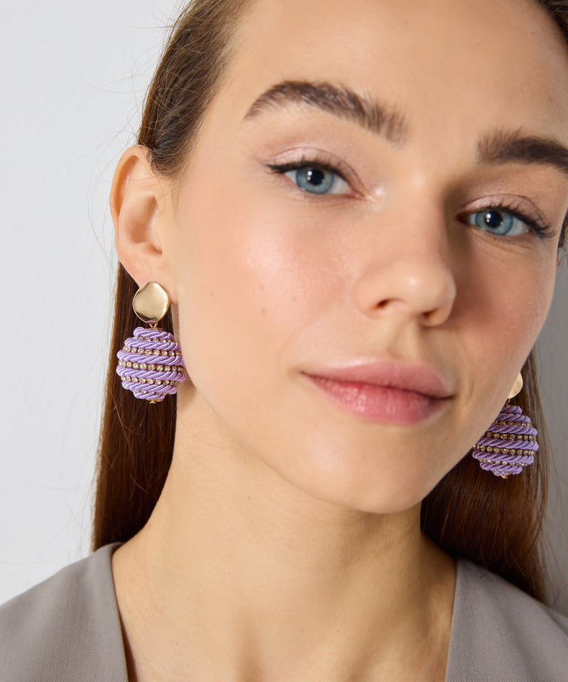 Ipekyol Metal Earrings With Crystal Stones Purple