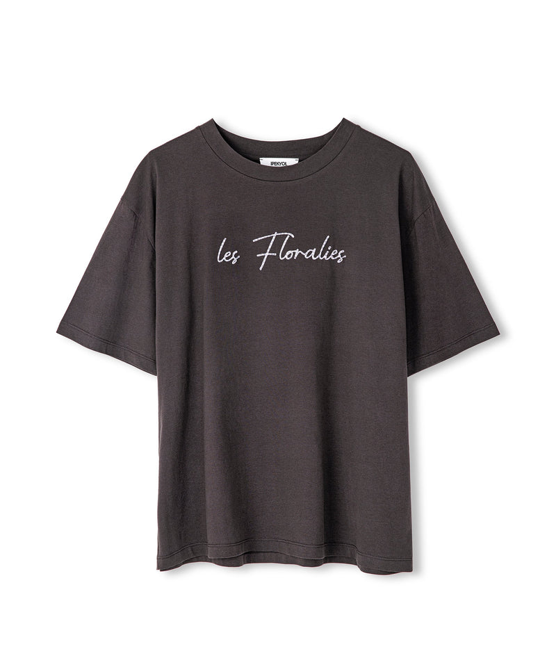 Ipekyol Embroidered T-Shirt With Slogan Anthracite
