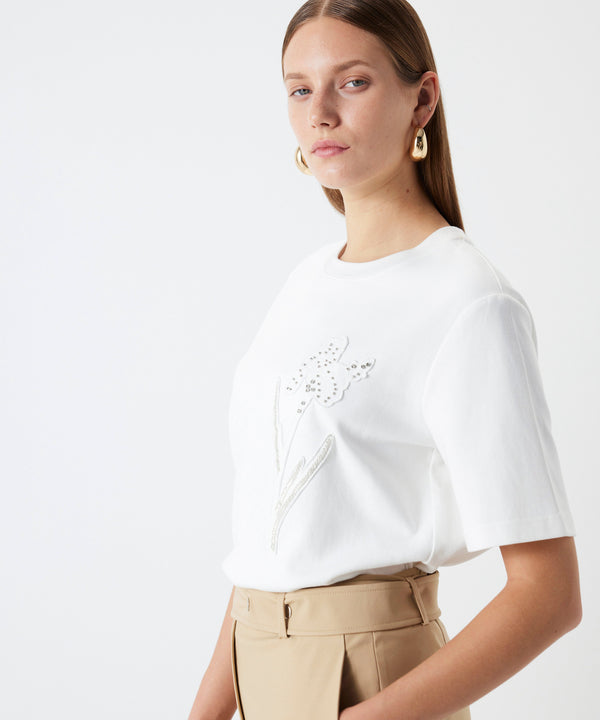 Ipekyol T-Shirt With Floral Applique White