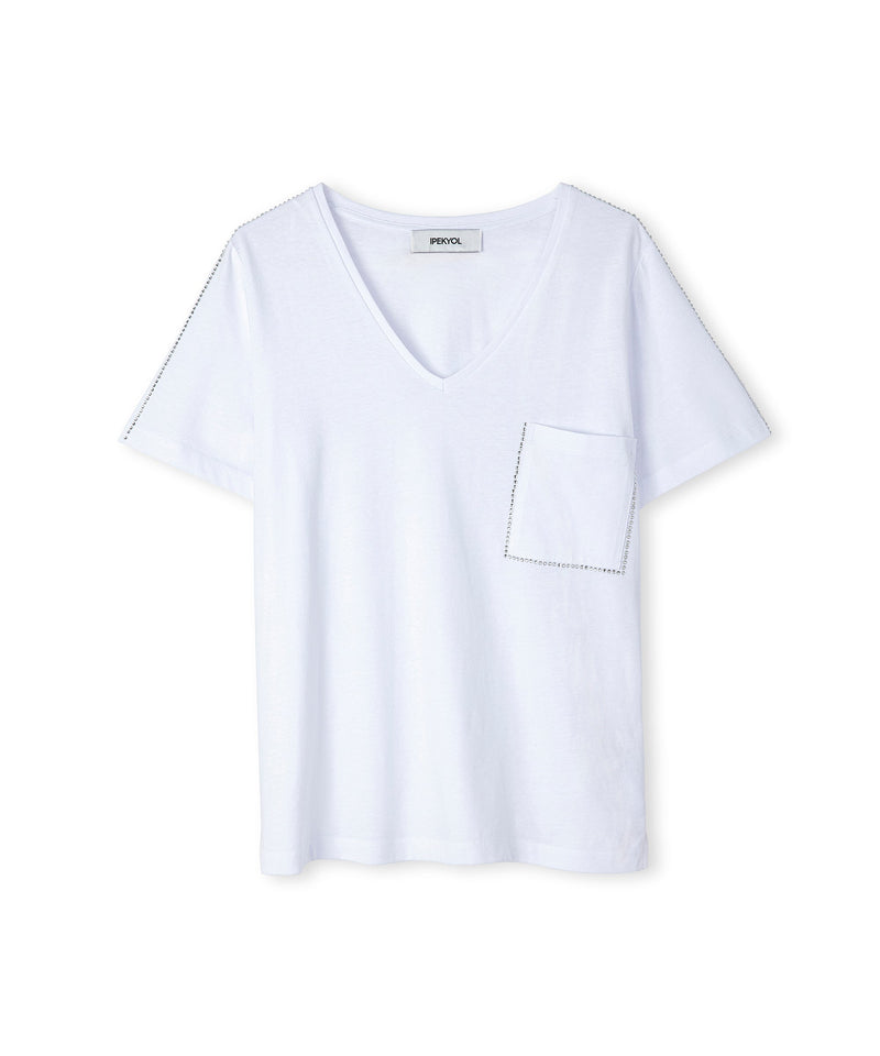 Ipekyol Pocket With Stone Detail T-Shirt White