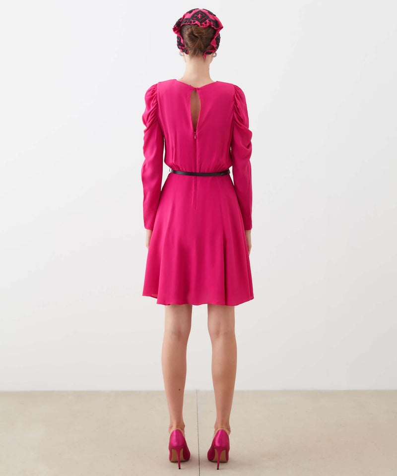 Ipekyol Shirred Sleeve Belted Dress Fuschia