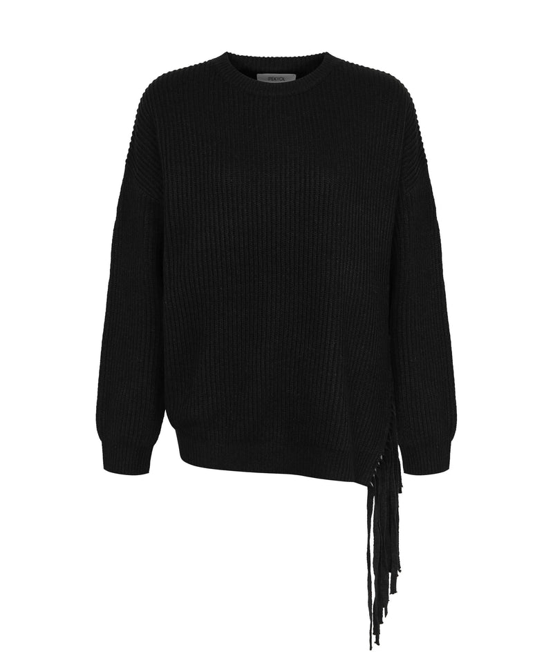 Ipekyol Fringed Detail Rib Sweater Black