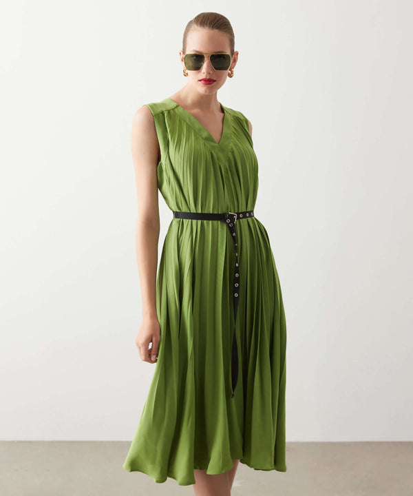 Ipekyol Sleeveless Pleated Dress Green