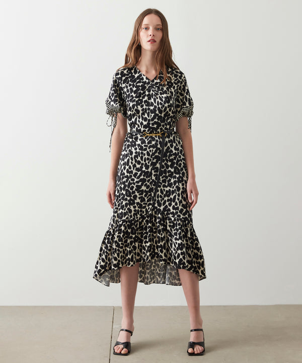 Ipekyol Leopard Print Satin Dress Black
