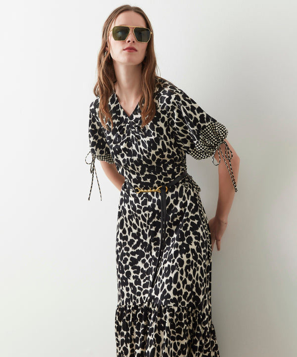 Ipekyol Leopard Print Satin Dress Black