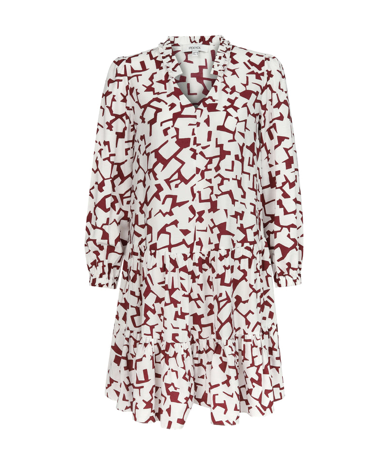 Ipekyol Geometric Pattern Mini Dress Bordeaux