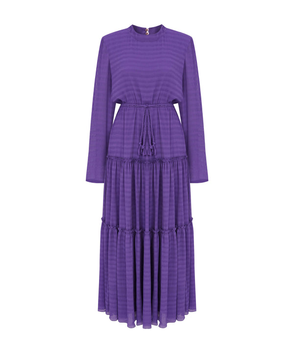 Ipekyol Striped Tiered Detail Dress Purple