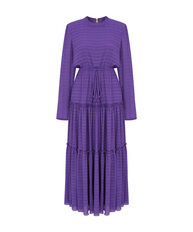 Ipekyol Striped Tiered Detail Dress Purple