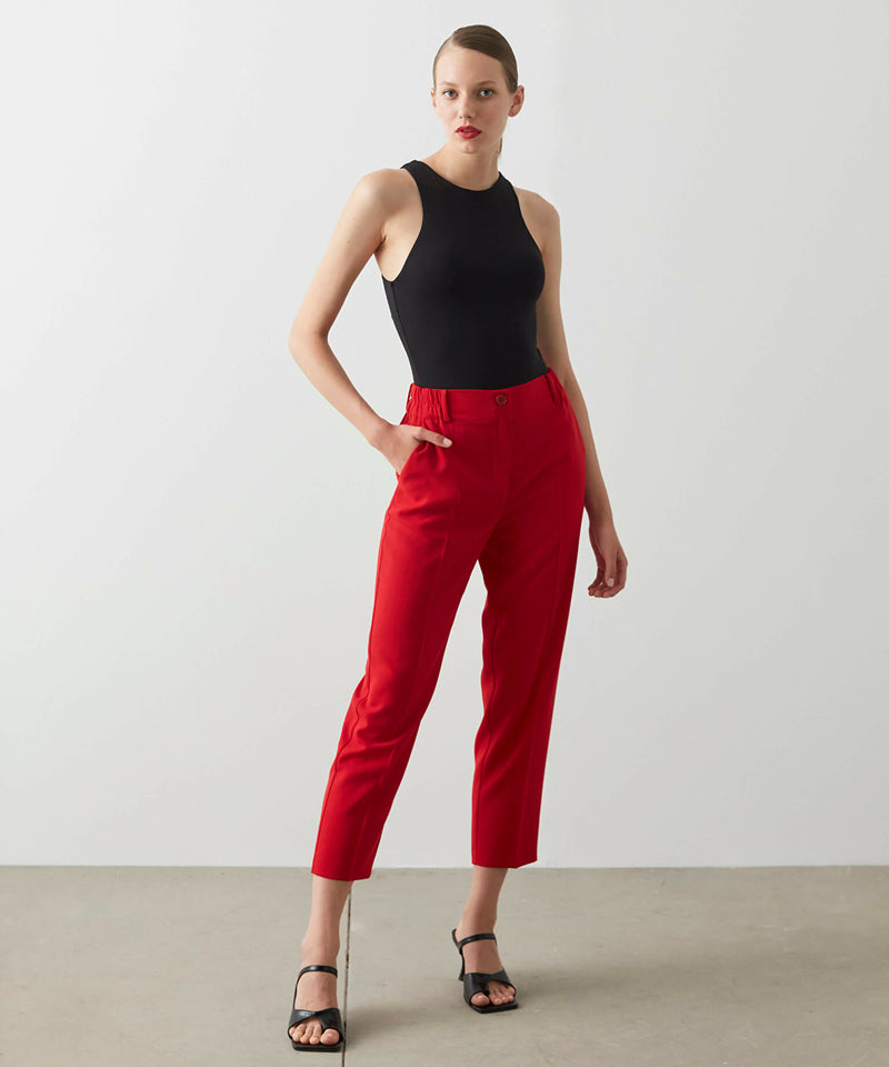 Ipekyol Solid Elastic Waist Trouser Red