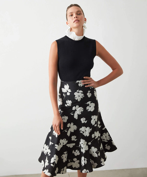 Ipekyol Floral Jacquard Skirt Black