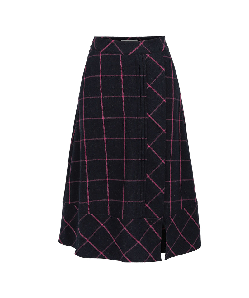 Ipekyol Checkered Pattern Bell Skirt Navy